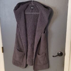 Zara Gray Hooded Sherpa Vest